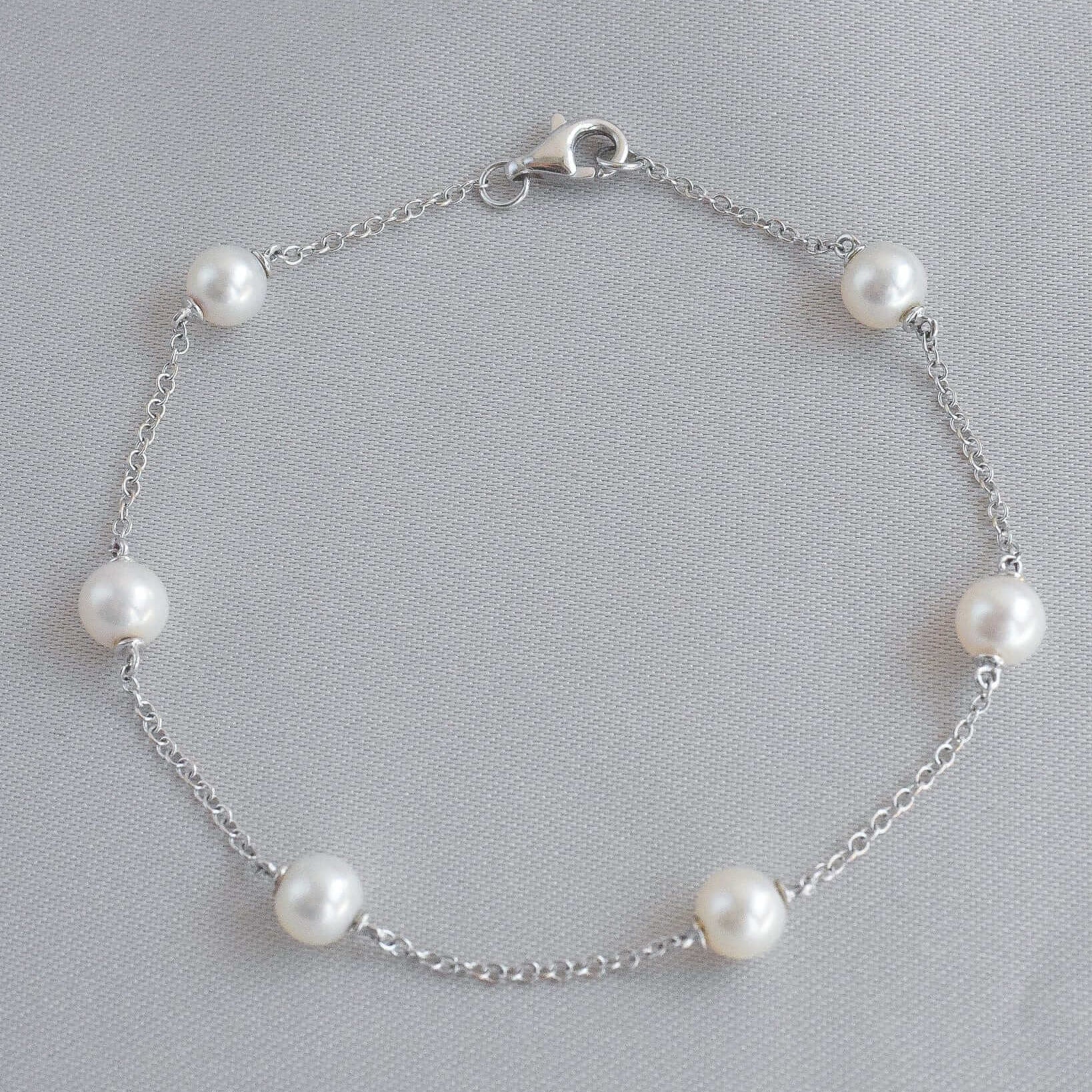The Silver Stable- Handcrafted British Jewellery Delicate Floating Pearl Bracelet necklace