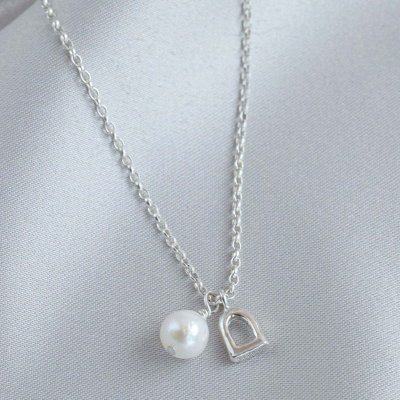 The Silver Stable- Handcrafted British Jewellery Mini Round Pearl Necklace with Charm necklace