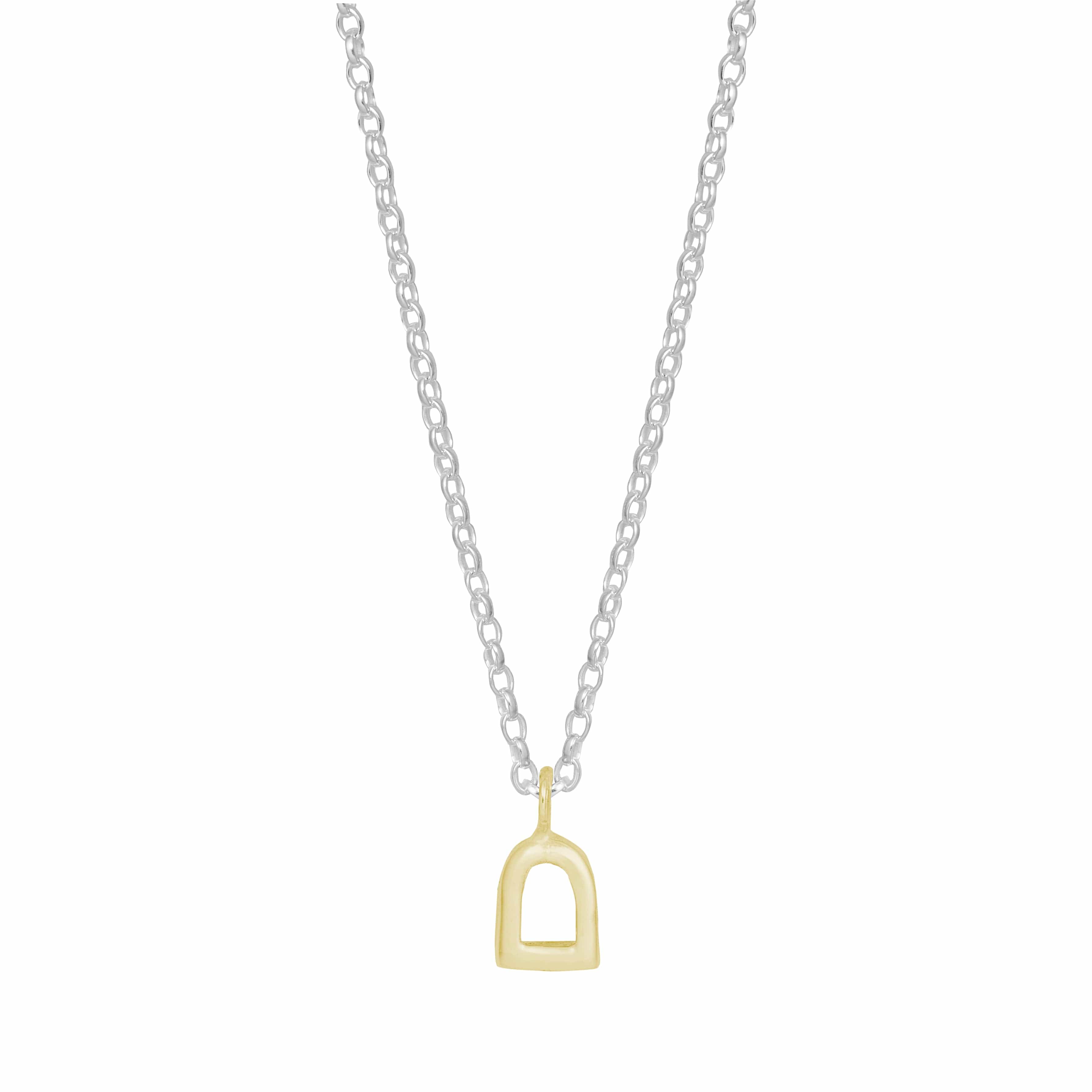 The Silver Stable- Handcrafted British Jewellery Silver & Gold / 16 inch Silver Mini Stirrup Necklace necklace