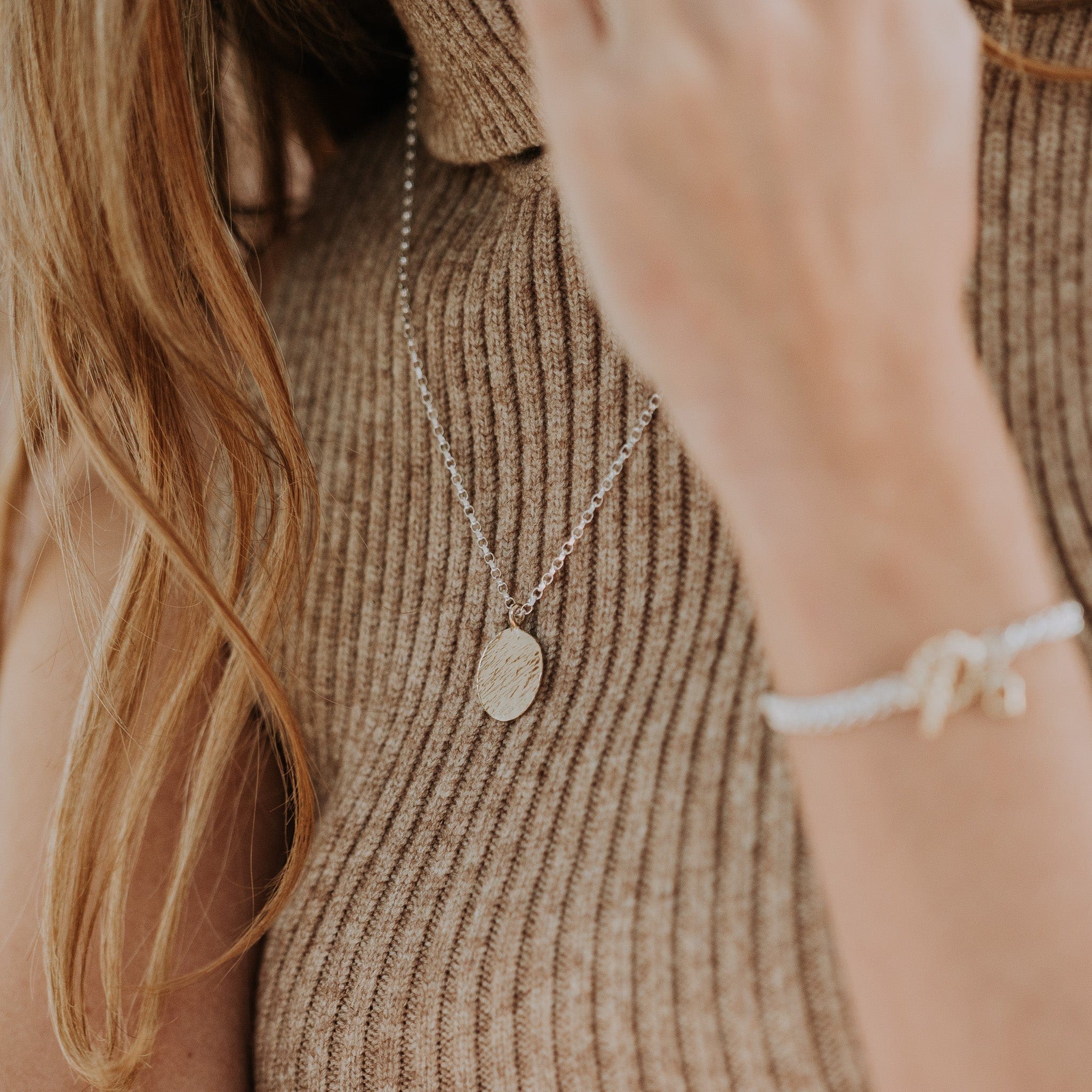 The Silver Stable- Handcrafted British Jewellery Silver & Gold Maxi Hammered Necklace necklace