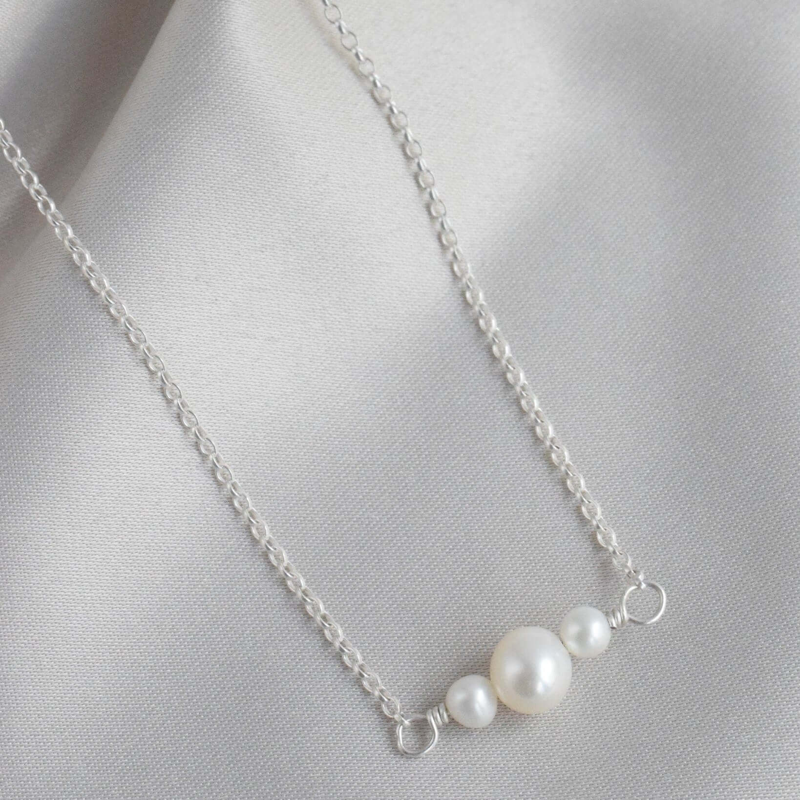 The Silver Stable- Handcrafted British Jewellery Triple Pearl Necklace necklace