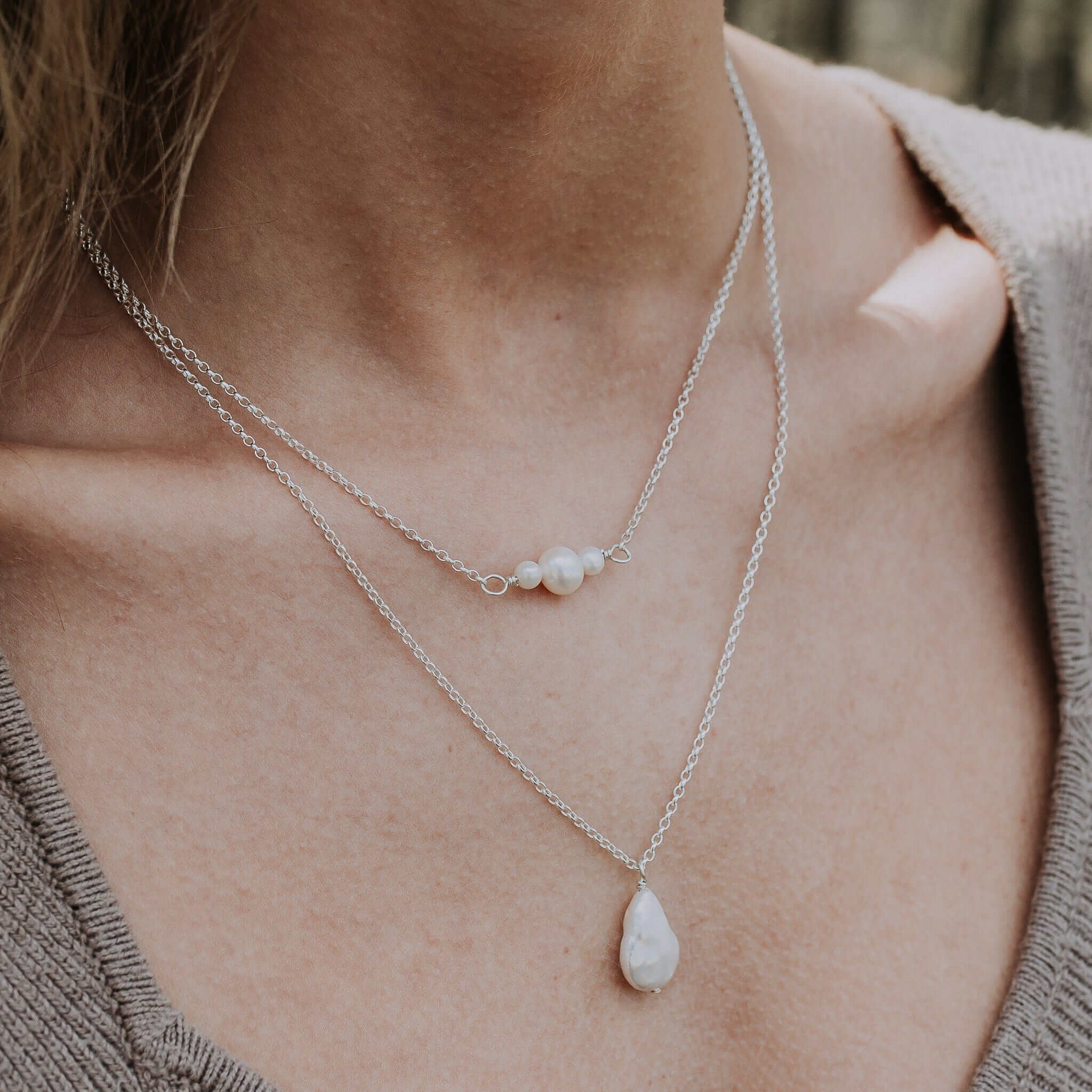 The Silver Stable- Handcrafted British Jewellery Triple Pearl Necklace necklace