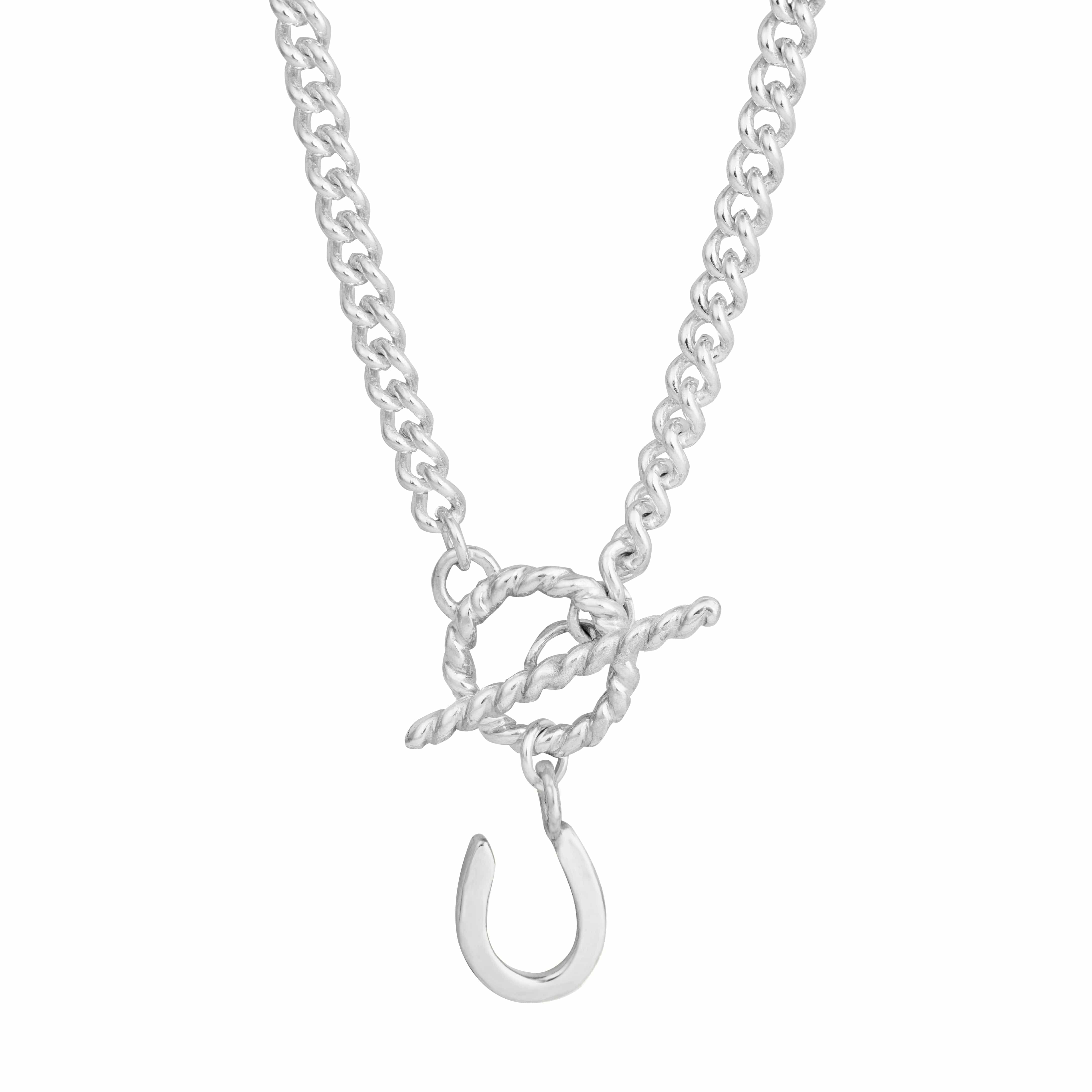 The Silver Stable- Handcrafted British Jewellery Silver Horseshoe Silver T-Bar Necklace necklaces