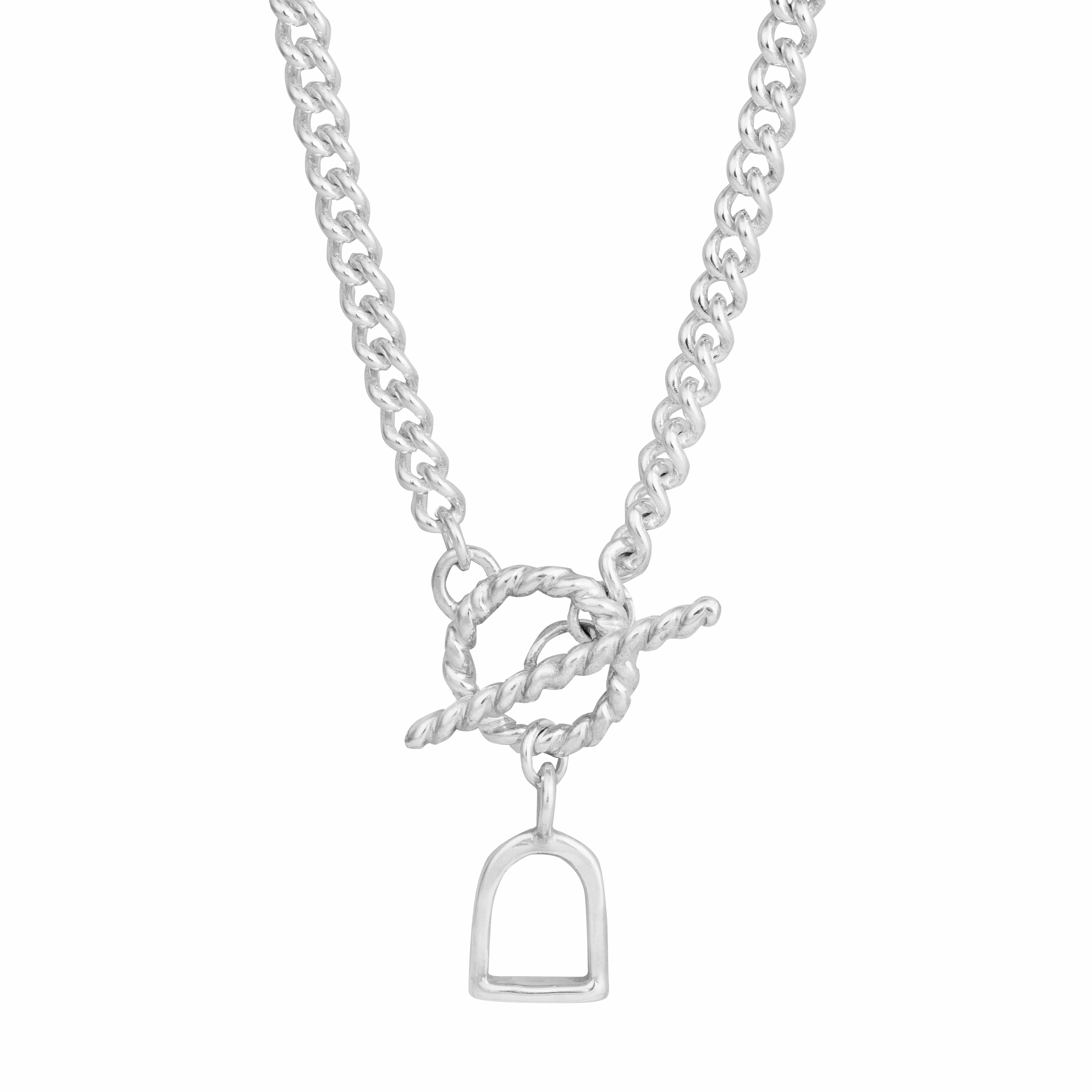 The Silver Stable- Handcrafted British Jewellery Silver Stirrup Silver T-Bar Necklace necklaces