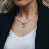 Silver & Gold T-Bar Necklace